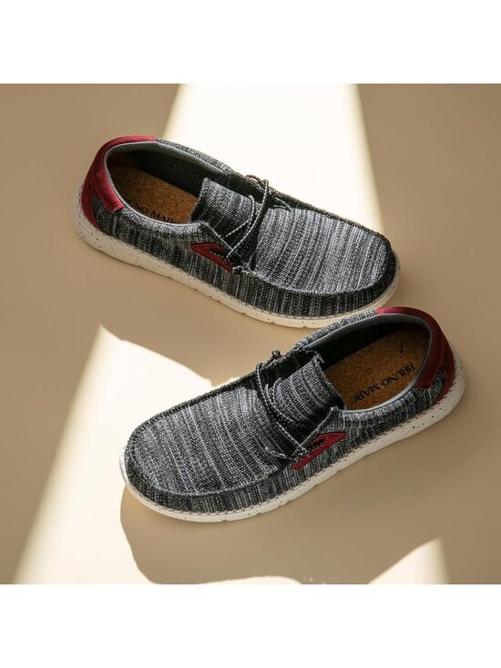 ?Bruno Marc Men\'s Black/Red Casual Slip-on Loafers Stretch Shoes main image 2